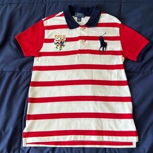 Big Pony Striped Cotton Mesh Polo Shirt